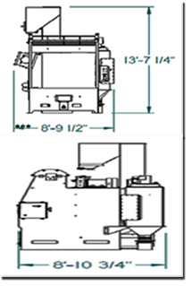 dimensions for 48 inch table blast machine